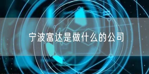 宁波富达是做什么的公司