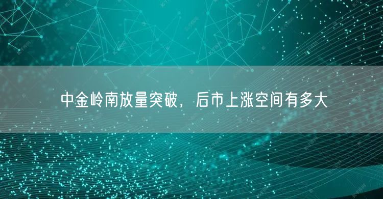 中金岭南放量突破，后市上涨空间有多大
