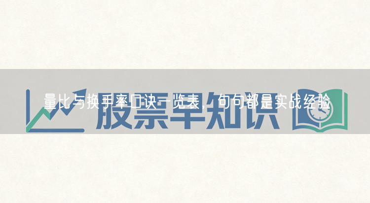 量比与换手率口诀一览表，句句都是实战经验